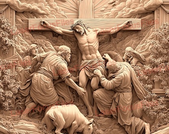3d Illusion | Laser Burn PNG | Laser Cut File | Laser Engrave File | Laser Digital Design File | Crucifixion of Jesus | Easter | Christian