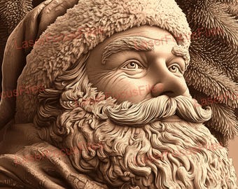 Laser Cut File | 3D Illusion | Laser Burn PNG | Laser Engrave File | Laser Digital Design File | Santa | Christmas | Winter | Holiday | Gift