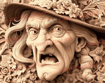 3D Illusion | Laser Burn PNG | Laser Cut File | Laser Engrave File | Laser Digital Design File | Halloween | Witch | Scarry | Spooky