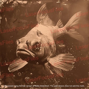 Laser Digital Design File | Laser Burn PNG | 3D Illusion | Laser Cut File | Laser Engrave File | Fish In Water | Fishing | Goldfish | Pond