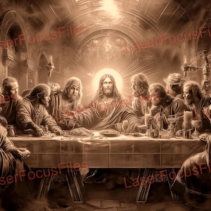 16:9 | 3D Illusion | Laser Burn PNG | Laser Cut File | Laser Engrave File | Laser Digital Design File | Last Supper | Jesus | Easter