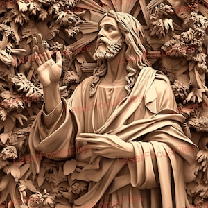 Laser Cut File | 3D Illusion | Laser Burn PNG | Laser Engrave File | Laser Digital Design File | Jesus Christ Engraving | Religious | God
