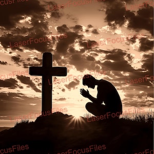 Laser Burn PNG | 3D Illusion | Laser Cut File | Laser Engrave File | Laser Digital Design File | Jesus | Pray | Christianity | God | Faith
