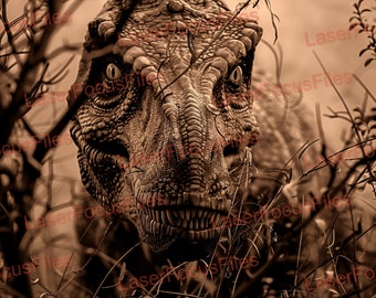 Ilusión 3D / PNG quemado con láser / Archivo cortado con láser / Archivo grabado con láser / Archivo de diseño digital con láser / T-rex / Dinosaurio / Trex mortal / Jurásico