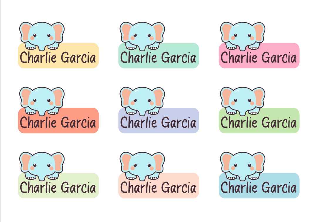 Cute Elephant Labels Cute Daycare Name Labels Etsy