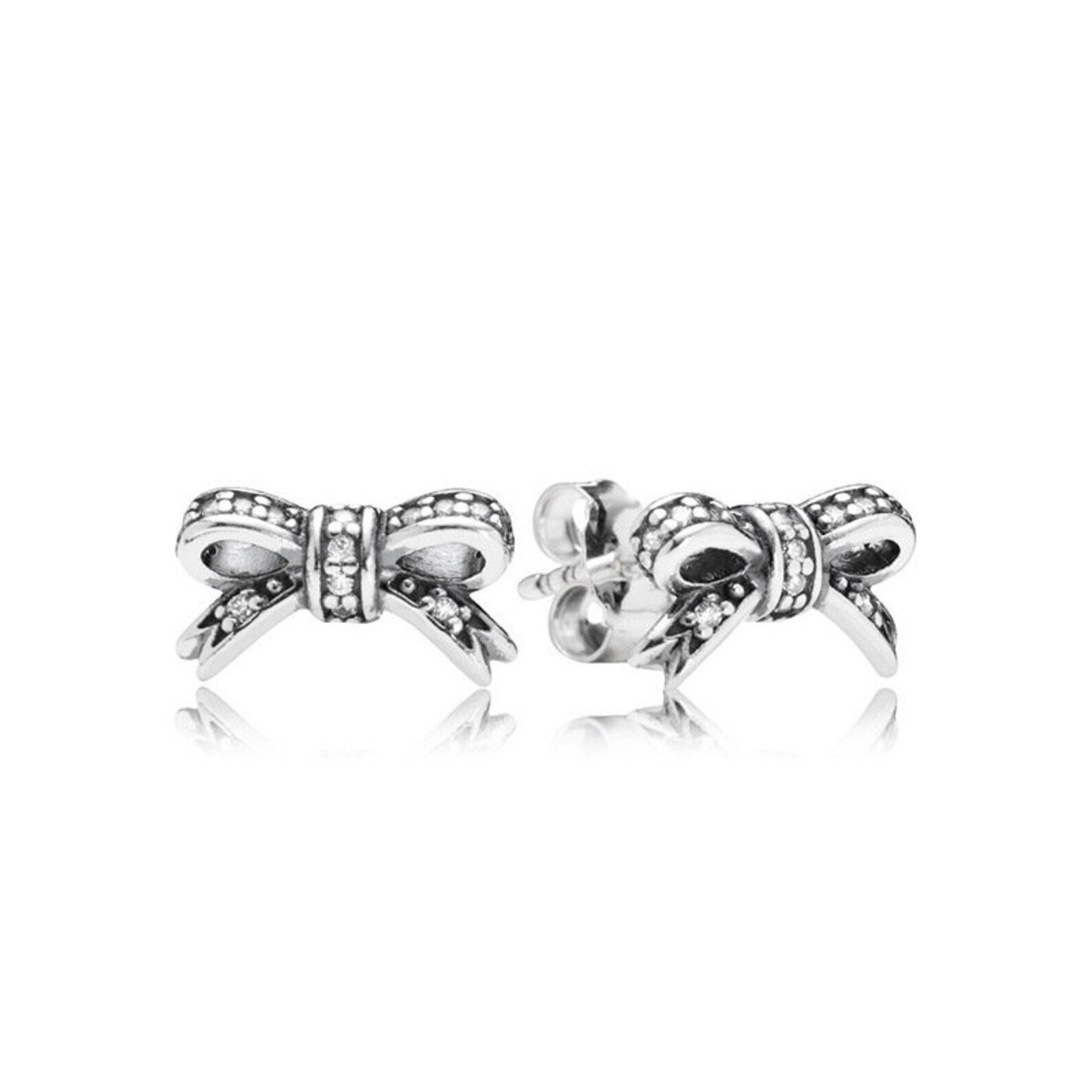 Genuine Pandora Sparkling Bow Stud Earrings Earrings Sterling
