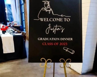 Graduation Sign, Welcome Poster, Printable Welcome Sign, Minimalist Welcome sign, Edit in Canva, Foam/Poster board