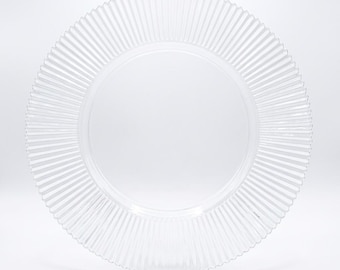 Acrylic Charger Plates - Clear Round Plate with Fluted/ Ribbed Edge - Set of 6