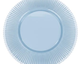Dusty Blue Acrylic Charger Plates | Fluted, Ribbed Edge - Set of 6