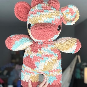 Jumbo Multi-Color Crochet Cow