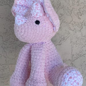 Crochet Baby Pink and White Timber the Triceratops Plushie Dinosaur