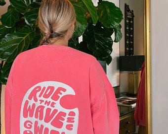 Ride the wave comfort colour sweatshirt, crewneck kleurrijk hoody hawaii sweatshirt