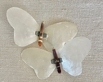 Vintage Pair Capiz Shell Butterflies