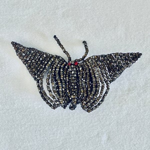 Antique Beaded Butterfly Moth Brooch