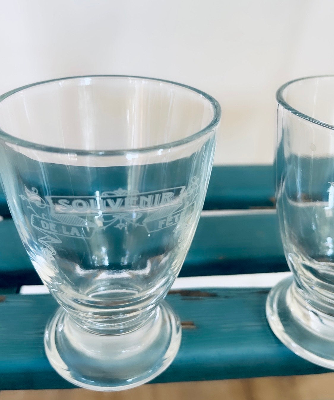 Pair French Souvenir De La Fete Glasses Etsy