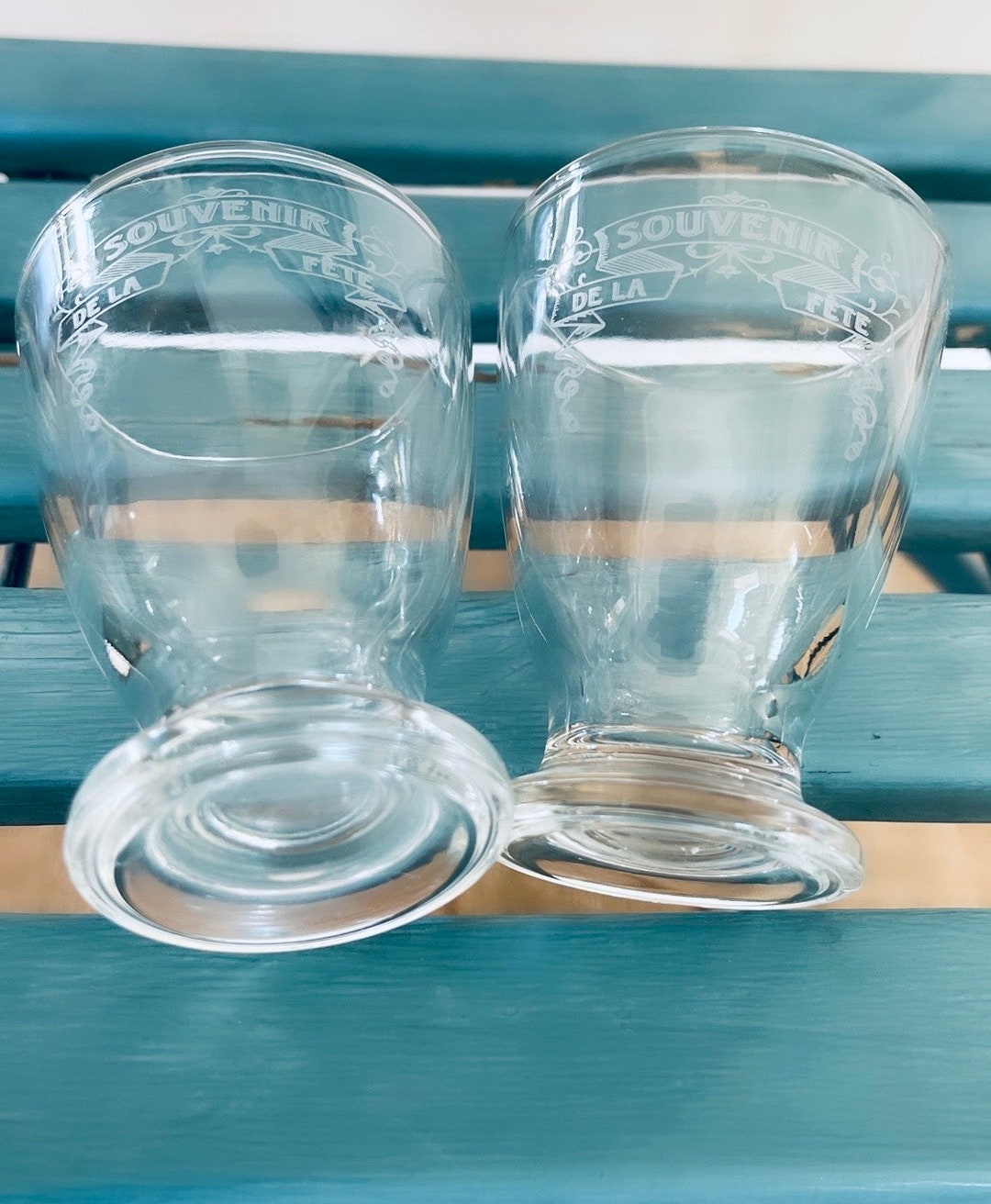 Pair French Souvenir De La Fete Glasses Etsy