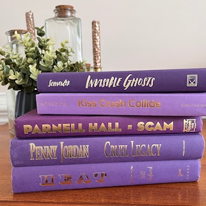 PURPLE Decorative Real Hardback Colored Book Set for Home Decor and Styling, Books by Color, Shelf Decor, Interior Design