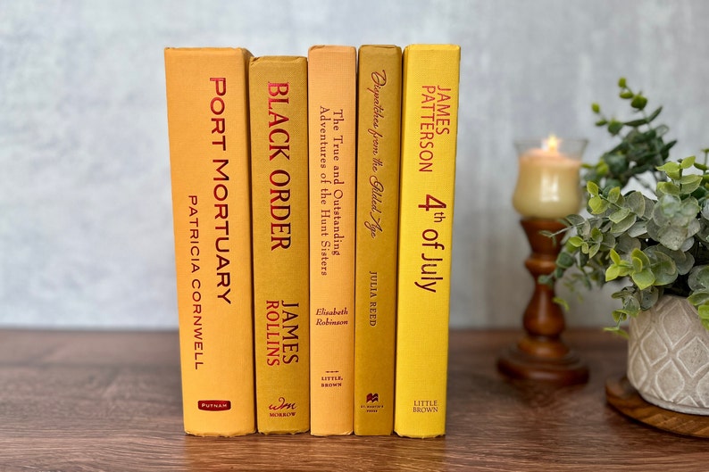 YELLOW Decorative Real Hardback Colored Book Set for Home Decor and Styling, Books by Color, Shelf Decor, Interior Design image 5