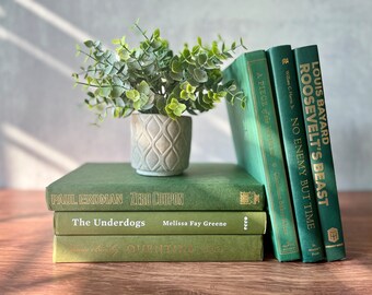 Exact Set Shown- Green Ombre Decorative Real Book Set for Home Decor and Styling, Set of 6