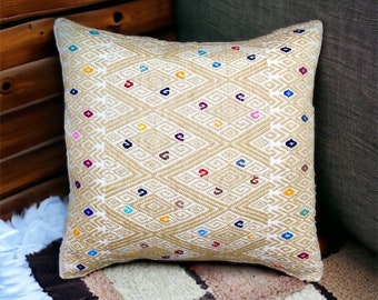 Chiapas Mexico Diamond Brocade Pattern Embroidered Pillow Cases