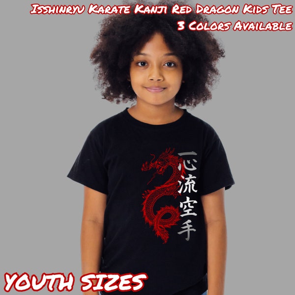 Kids Isshinryu Karate Kanji Red Dragon Tee