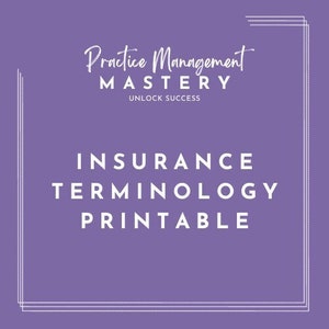 Medical Insurance Terminology Printable