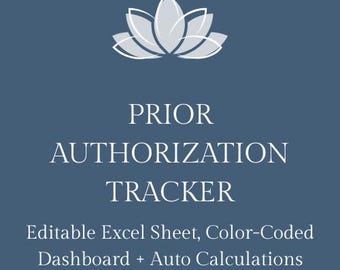 Prior Authorization Tracker Spreadsheet | Insurance Authorization Log | Excel for Therapy & Medical Billing