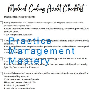 Medical Coding Audit Checklist - Etsy