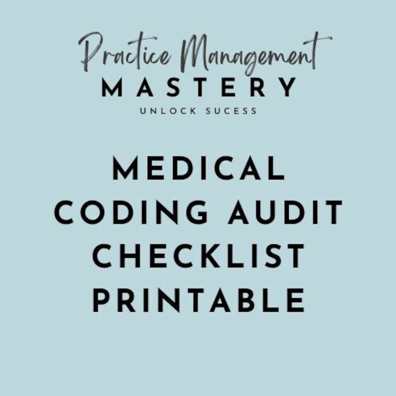 Medical Coding Audit Checklist - Etsy