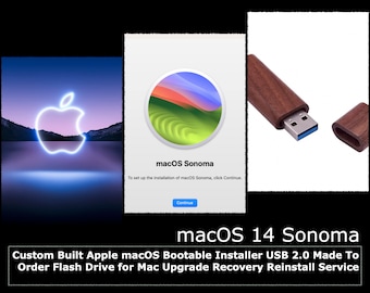 Sonoma Installer Custom Built Bootable Stick Made To Order for Upgrade Recovery Reinstall