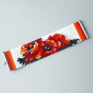 frolal bracelet - miyuki bracelet - beaded bracelet - handmade bracelet - red poppies