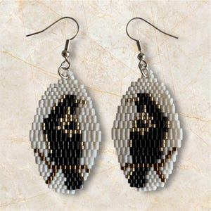bird beaded fringe earrings, Native beaded earrings, long beaded tube earrings, tribal fashion, seed bead fringe earrings, 24k gold plated s
