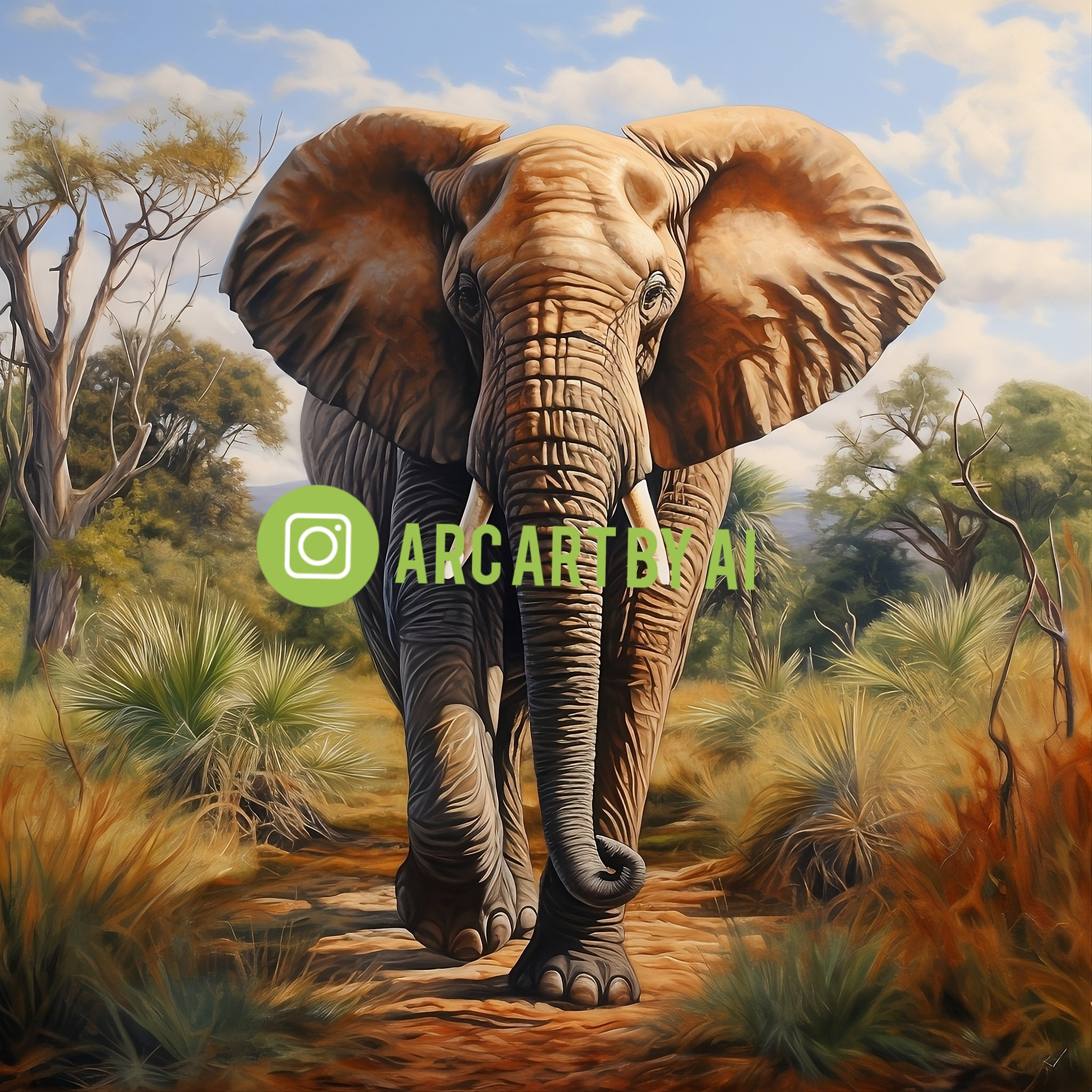Elephant in Habitat Wall Art style 2 Etsy