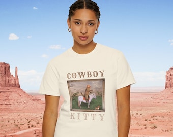 Cowboy Kitty Unisex Garment-Dyed T-shirt Cat Funny Cat Lovers Shirt