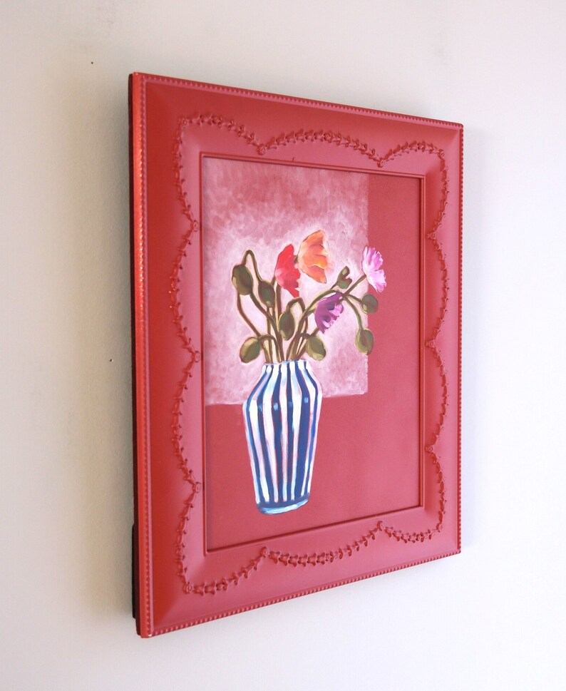 Original Hand-painted Poppy Oil Painting – Framed Wall Art – Unique ...