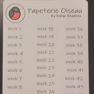 Numéros de semaine - Feuille d’autocollants