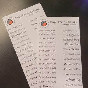 Quebec Holidays - Sticker sheet