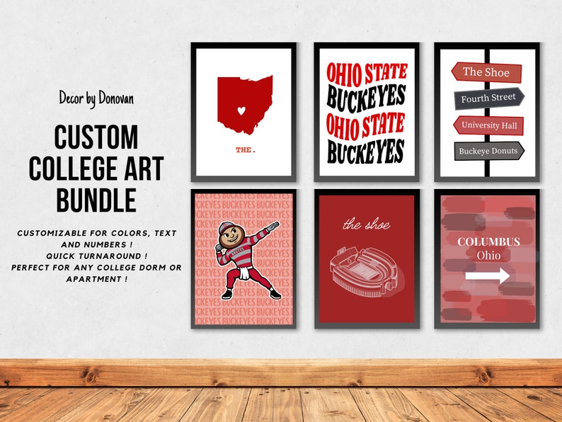 Custom College Wall Art Set of 6 Bundle Cute Trendy Etsy
