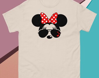 Camiseta unisex 100% algodón con estampado de gafas de sol de Minnie Mouse
