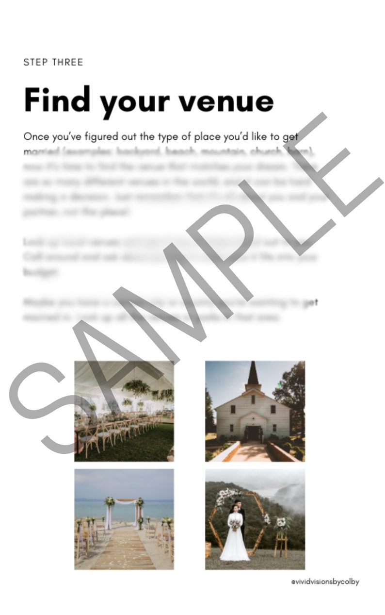 K&ouml;nnte beinhalten: Vier Bilder, die verschiedene M&ouml;glichkeiten f&uuml;r Hochzeitslocations zeigen. Das erste Bild zeigt ein wei&szlig;es Zelt mit einem langen Tisch und St&uuml;hlen, die f&uuml;r einen Hochzeitsempfang aufgebaut sind. Das zweite Bild zeigt eine wei&szlig;e Kirche mit einer Holzt&uuml;r und einem Weg, der zum Eingang f&uuml;hrt. Das dritte Bild zeigt einen Bogen aus Holz, der mit Blumen geschm&uuml;ckt ist, an einem Strand mit St&uuml;hlen, die f&uuml;r eine Hochzeitszeremonie aufgestellt sind. Das vierte Bild zeigt ein Paar, das vor einem sechseckigen Bogen aus Holz steht, der mit Blumen in einer Waldlandschaft geschm&uuml;ckt ist.