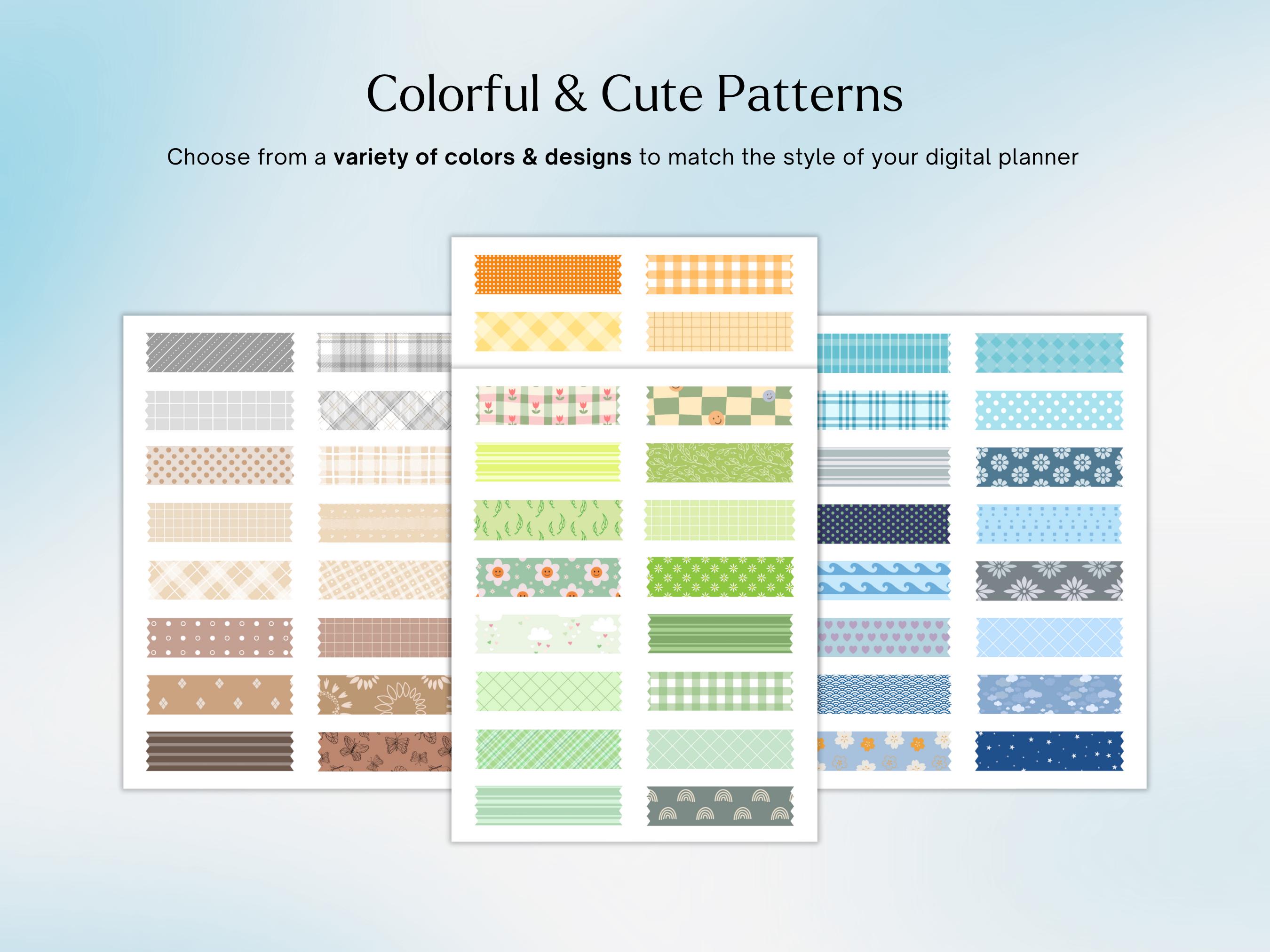 100 Digital Washi Tape Stickers | Digital Stickers for Goodnotes and ...