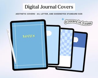 Blue Digital Notebook Covers | Goodnotes, Notability (PDF)