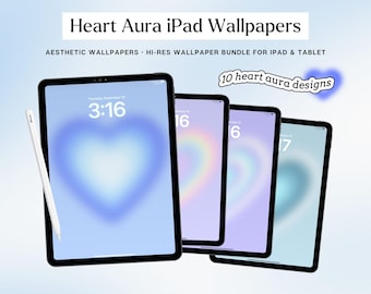 10 Heart Aura Wallpapers for iPad | Aesthetic Gradient Background | Cute Wallpaper and Screensaver for iPad & Tablet