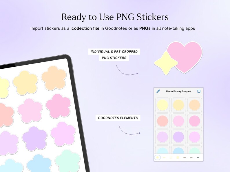 Pastel Sticky Shapes: Digital Planner Stickers for Goodnotes (PNG) - Etsy