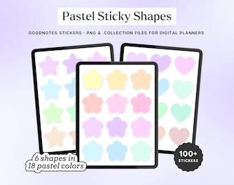 Pastel Sticky Shapes: Digital Planner Stickers for Goodnotes (PNG)
