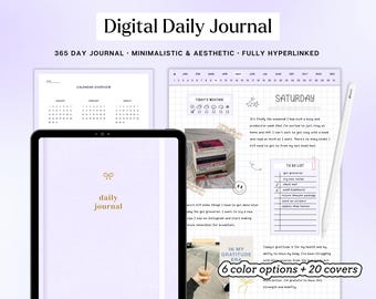 Digital Daily Journal | Hyperlinked Digital Notebook for Goodnotes and Notability | Digital Diary for iPad | Aesthetic & Minimalist
