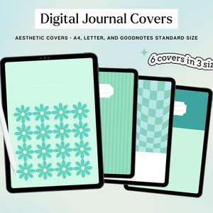 Green Digital Journal Covers | Digital iPad Covers for Goodnotes and Notability | Aesthetic Digital Planner & Notebook Covers