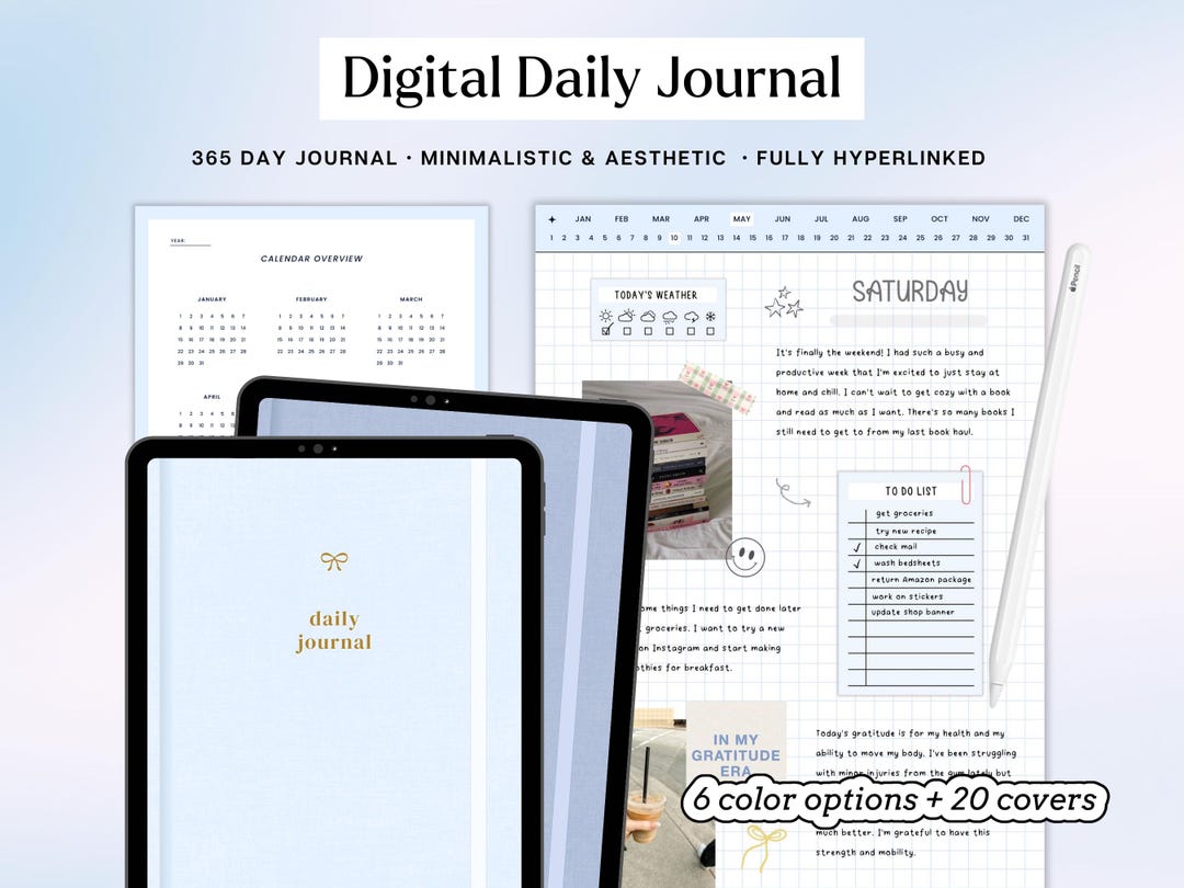 Digital Daily Journal | Hyperlinked Digital Notebook for Goodnotes and ...