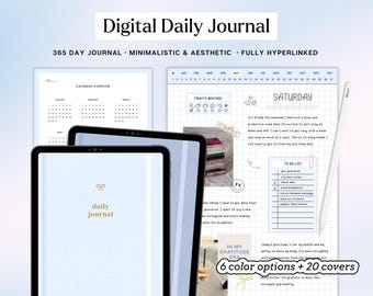 Digital Daily Journal | Hyperlinked Digital Notebook for Goodnotes and Notability | Digital Diary for iPad | Aesthetic & Minimalist
