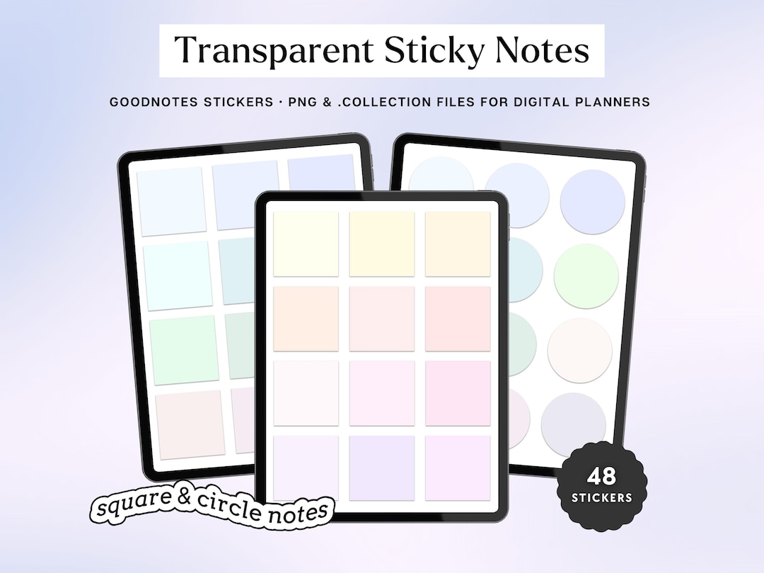 Digital Transparent Sticky Notes: Pastel Planner Stickers (PNG) - Etsy